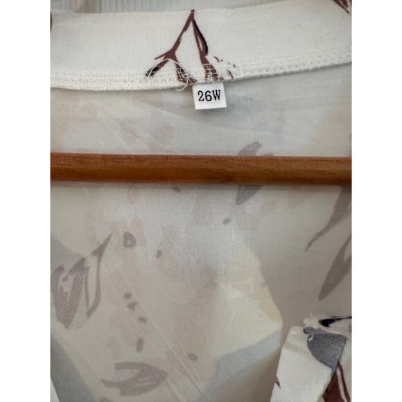 Unbranded White Floral Button Front Babydoll Tunic Top Women’s 26W Soft Stretchy - Picture 2 of 7